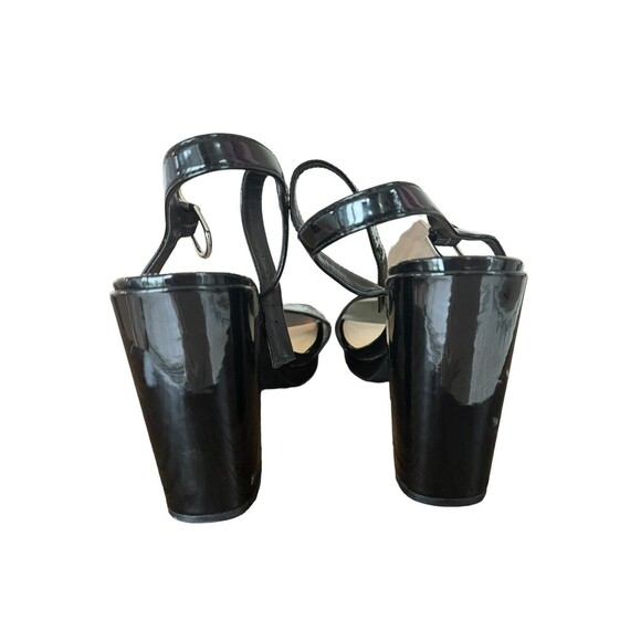 Steve Madden Black Patent Leather Platform Chunky Heel Sandals Women 10 Gothic - Picture 4 of 5